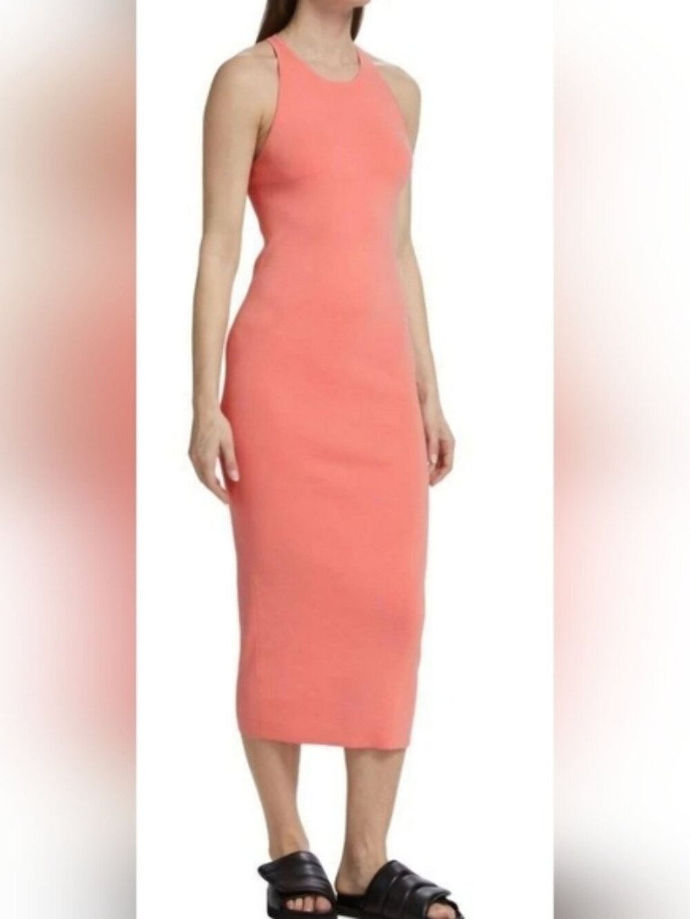 A.L.C. SZ M Tank Midi Racerback Fitted Bodycon Coral Sleeveless Dress